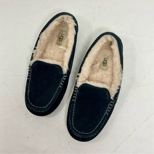 UGG black suede moccasin slippers